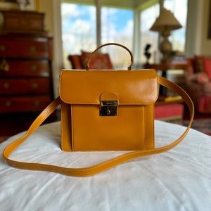 Authentic Vintage Gucci top handle brown leather purse